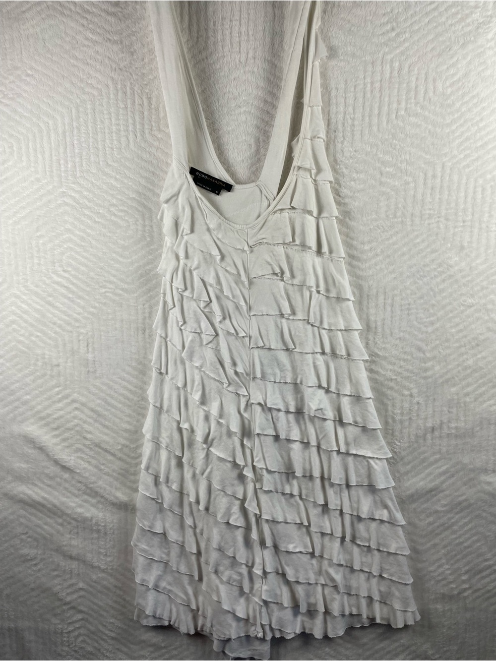 BCBGMaxAzria White Ruffled Tank Mini Dress